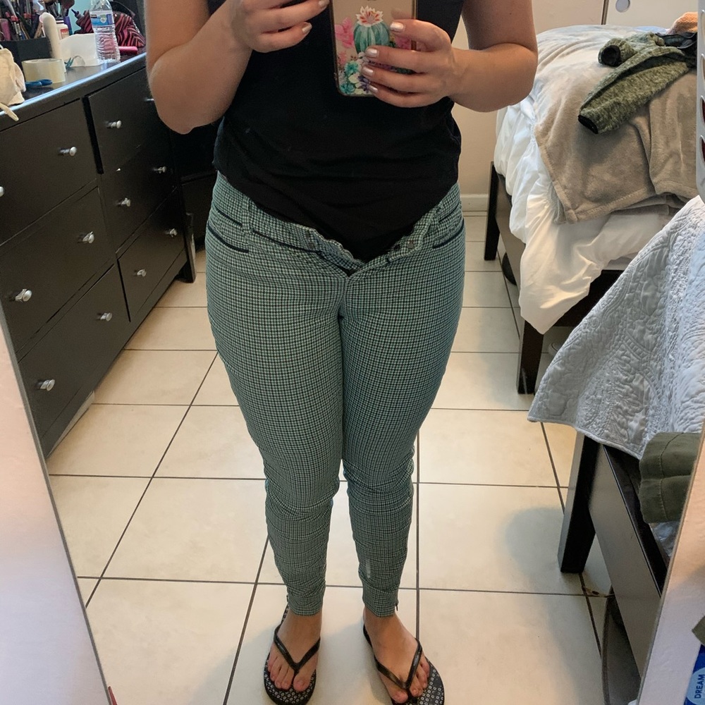 Green and blue slacks